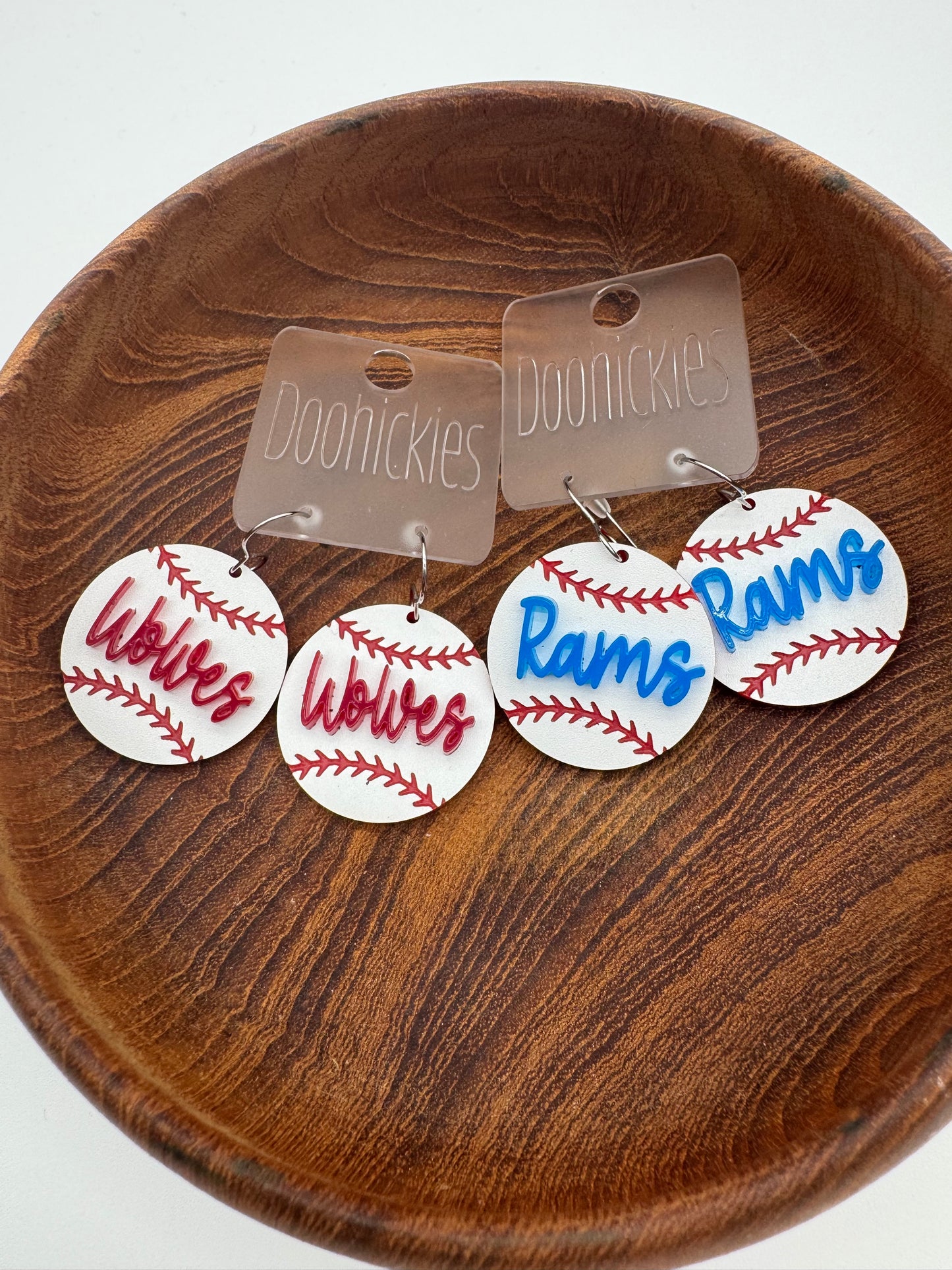 Baseball Dangle Mascot Earrings