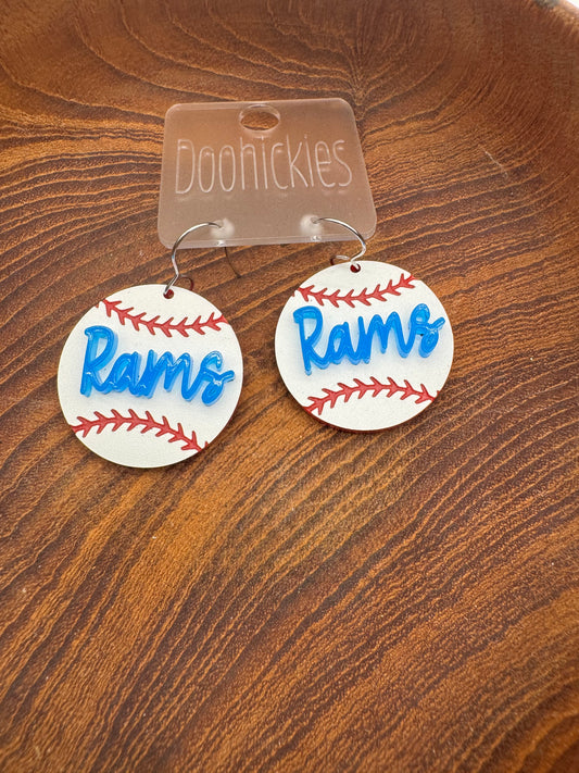 Baseball Dangle Mascot Earrings