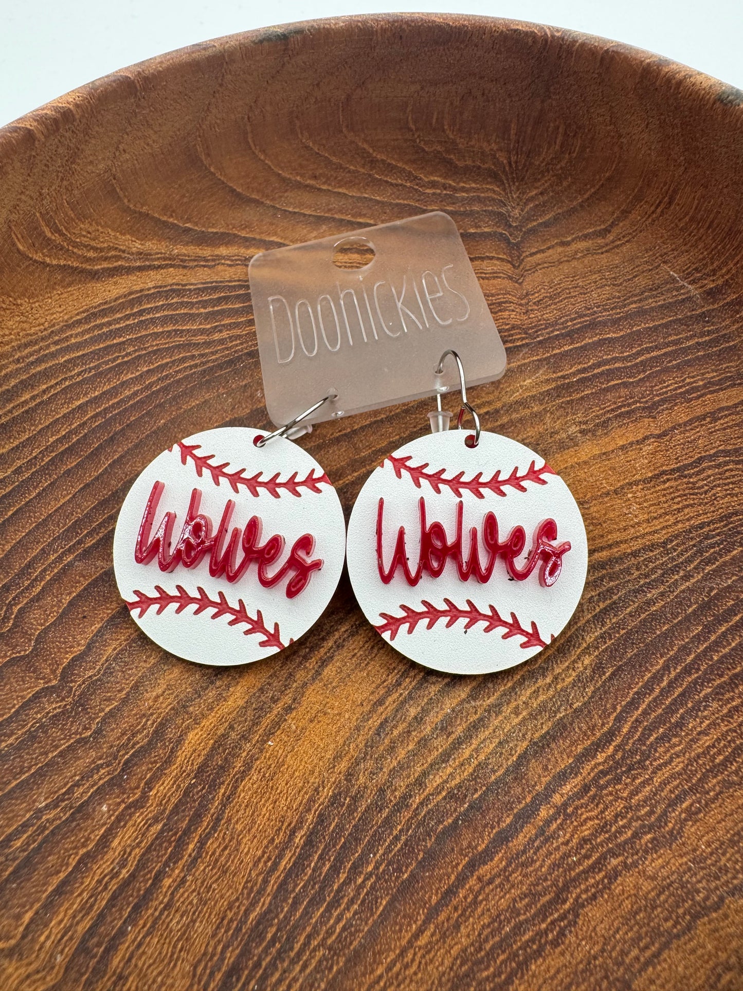 Baseball Dangle Mascot Earrings
